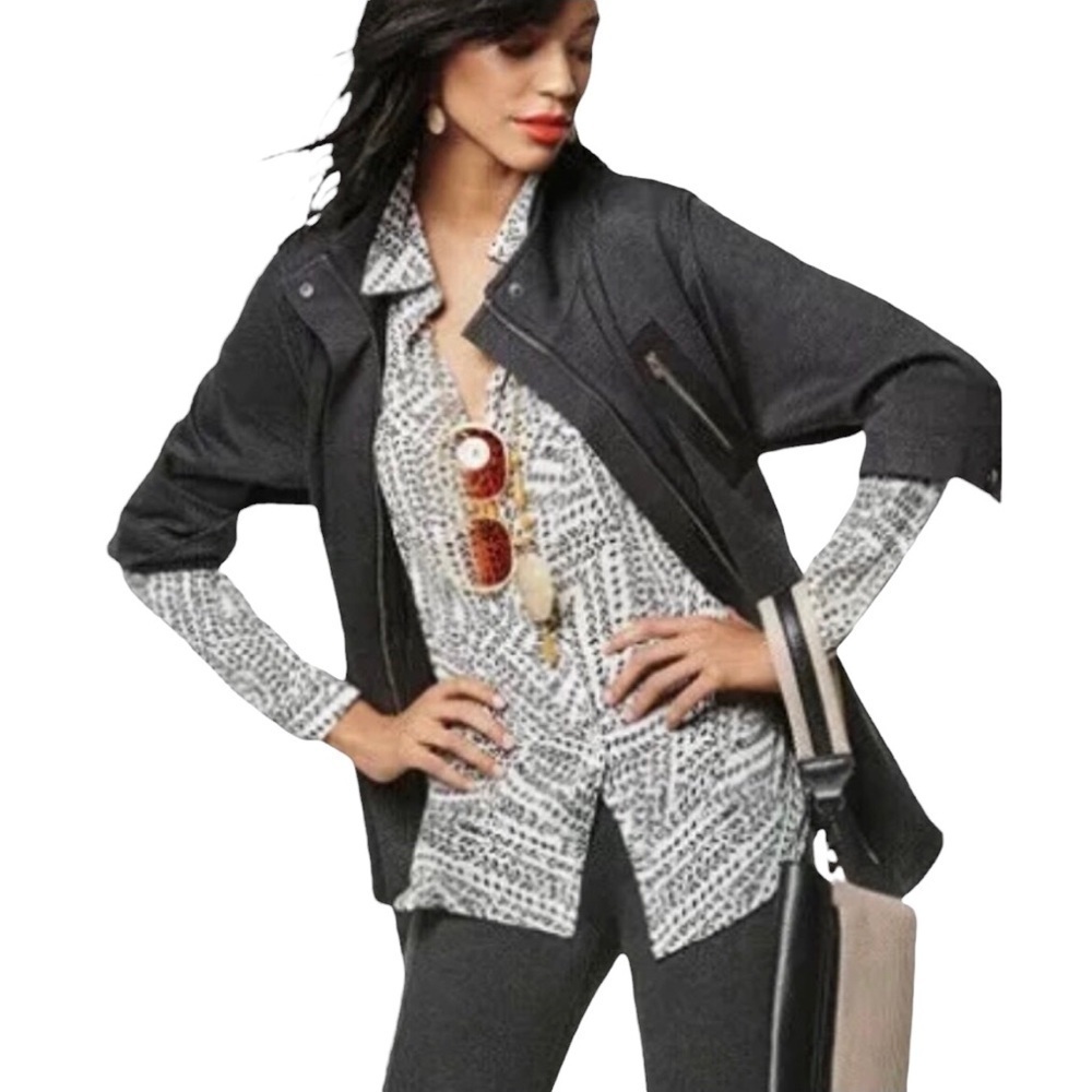CAbi Mesh Back Full Zipper Belted Jacket Style 3184 Size Large Gray Size XXS - Picture 2 of 12